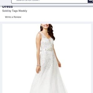 Say Yes to the Prom Womens Sequined Gown Dress
